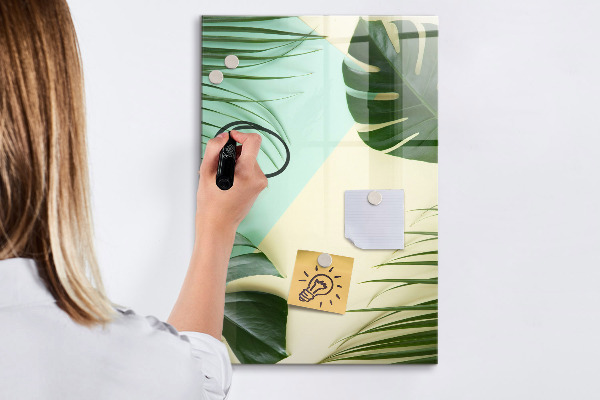 Decoratief glazen wandbord beschrijfbaar en magnetisch Groene collage van herinneringen met foto's