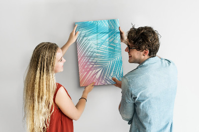 Memobord van glas met print inclusief neodymium magneten Achtergrond met palmbomen en foto's om vast te pinnen