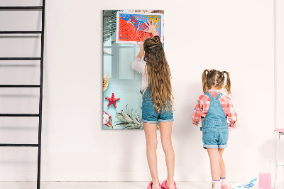 Decoratief glazen wandbord beschrijfbaar en magnetisch Zomerse herinneringen in een tropische stijl