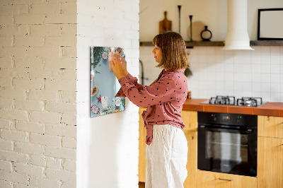 Decoratief glazen wandbord beschrijfbaar en magnetisch Zomerse herinneringen in een tropische stijl