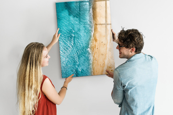 Memobord van glas met print inclusief neodymium magneten Herinneringen aan een vakantie aan zee