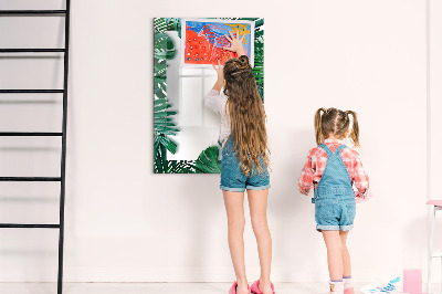 Memobord van glas met print inclusief neodymium magneten Groen bord voor het presenteren van foto's