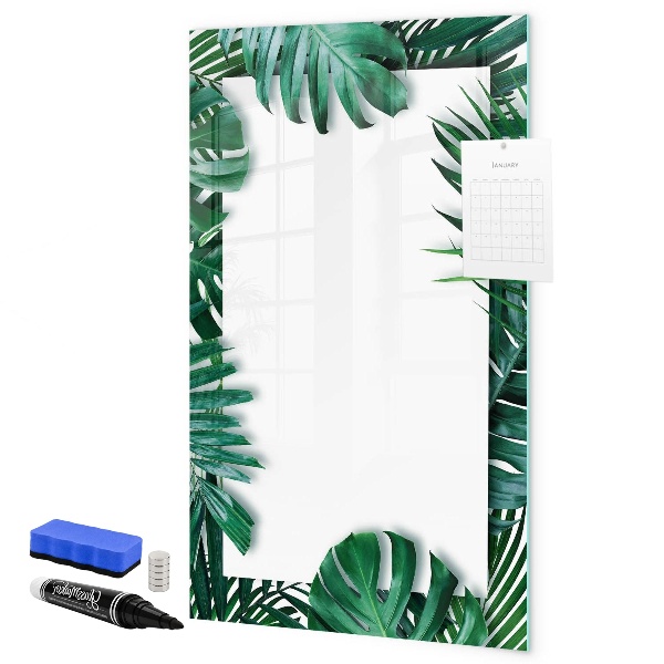 Memobord van glas met print inclusief neodymium magneten Groen bord voor het presenteren van foto's