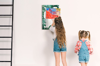 Memobord van glas met print inclusief neodymium magneten Groen bord voor het presenteren van foto's