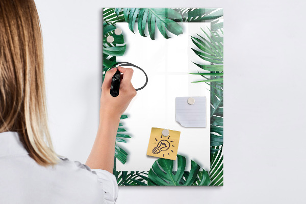 Memobord van glas met print inclusief neodymium magneten Groen bord voor het presenteren van foto's