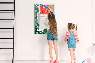 Memobord van glas met print inclusief neodymium magneten Groen bord voor het presenteren van foto's