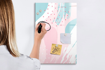 Decoratief glazen wandbord beschrijfbaar en magnetisch Een kleurrijk prikbord voor foto's en notities