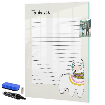 Memobord van glas met print inclusief neodymium magneten Een takenlijst met een schattig thema
