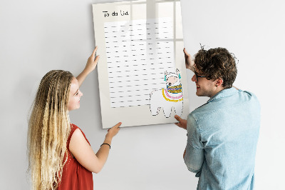 Memobord van glas met print inclusief neodymium magneten Een takenlijst met een schattig thema