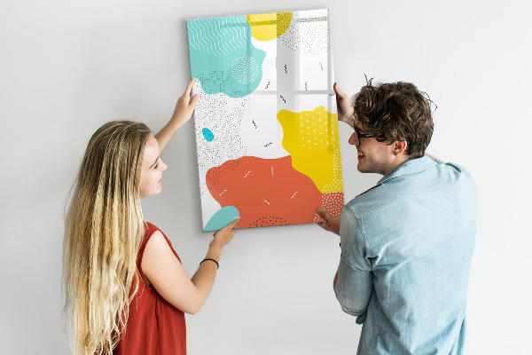 Decoratief glazen wandbord beschrijfbaar en magnetisch Kleurrijk prikbord voor foto's en notities