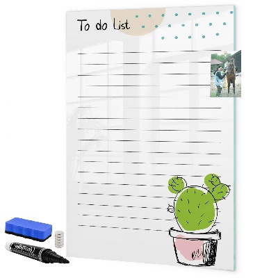 Decoratief glazen wandbord beschrijfbaar en magnetisch Een takenlijst met een creatieve twist