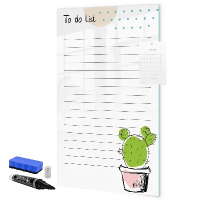 Decoratief glazen wandbord beschrijfbaar en magnetisch Een takenlijst met een creatieve twist