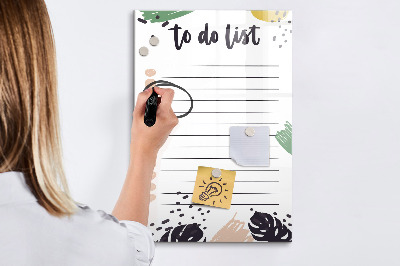 Memobord van glas met print inclusief neodymium magneten Takenlijst met ruimte voor foto's