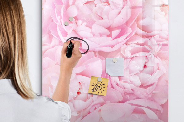 Decoratief glazen wandbord beschrijfbaar en magnetisch Bloemenmotief met ruimte voor foto's