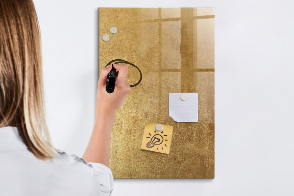 Memobord van glas met print inclusief neodymium magneten Gouden prikbord voor foto's en notities