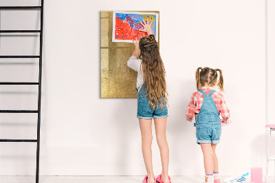 Memobord van glas met print inclusief neodymium magneten Gouden prikbord voor foto's en notities