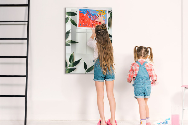 Memobord van glas met print inclusief neodymium magneten Groen bord voor foto's en notities