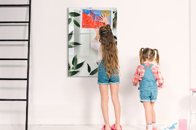 Memobord van glas met print inclusief neodymium magneten Groen bord voor foto's en notities