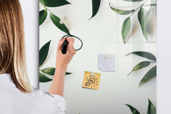 Memobord van glas met print inclusief neodymium magneten Groen bord voor foto's en notities