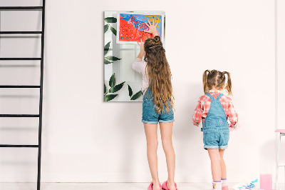 Memobord van glas met print inclusief neodymium magneten Groen bord voor foto's en notities