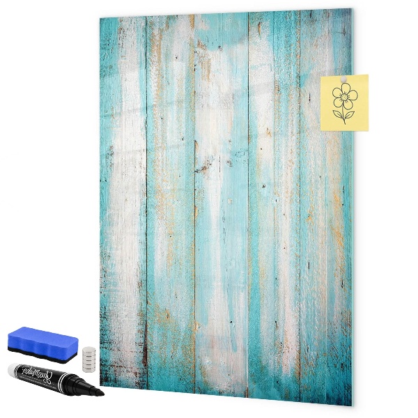 Decoratief glazen wandbord beschrijfbaar en magnetisch Een kleurrijk prikbord voor foto's en notities