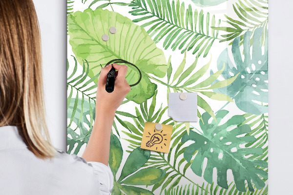 Decoratief glazen wandbord beschrijfbaar en magnetisch Groen bord met ruimte voor foto's
