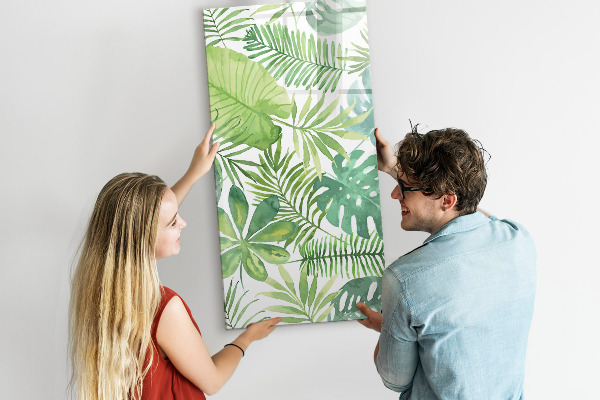 Decoratief glazen wandbord beschrijfbaar en magnetisch Groen bord met ruimte voor foto's