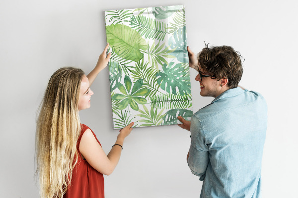 Decoratief glazen wandbord beschrijfbaar en magnetisch Groen bord met ruimte voor foto's