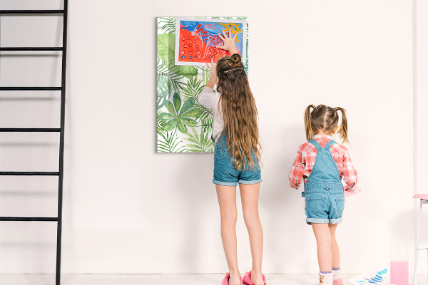 Decoratief glazen wandbord beschrijfbaar en magnetisch Groen bord met ruimte voor foto's