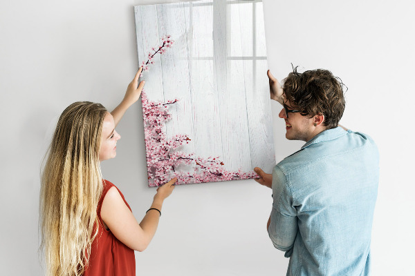 Decoratief glazen wandbord beschrijfbaar en magnetisch Een creatieve ruimte voor foto's en notities