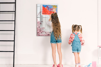 Decoratief glazen wandbord beschrijfbaar en magnetisch Een creatieve ruimte voor foto's en notities