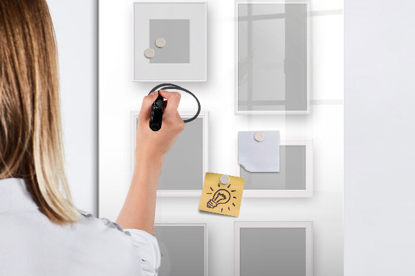 Memobord van glas met print inclusief neodymium magneten Een creatieve ruimte voor foto's en notities