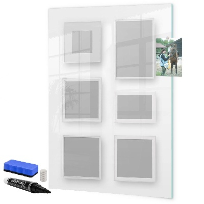 Memobord van glas met print inclusief neodymium magneten Een creatieve ruimte voor foto's en notities