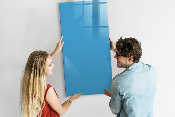 Decoratief glazen wandbord beschrijfbaar en magnetisch Een kleurrijk prikbord voor notities en foto's