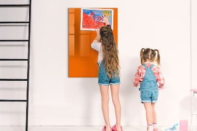 Memobord van glas met print inclusief neodymium magneten Oranje bord voor notities en foto's