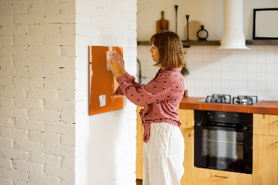 Memobord van glas met print inclusief neodymium magneten Oranje bord voor notities en foto's