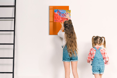 Memobord van glas met print inclusief neodymium magneten Oranje bord voor notities en foto's