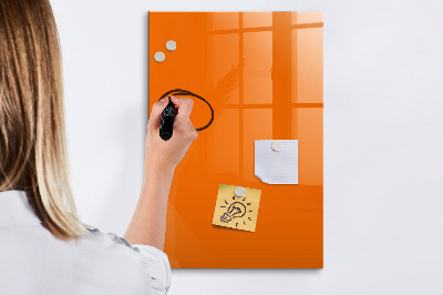 Memobord van glas met print inclusief neodymium magneten Oranje bord voor notities en foto's