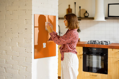 Memobord van glas met print inclusief neodymium magneten Oranje bord voor notities en foto's