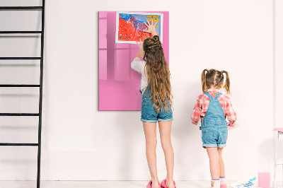 Decoratief glazen wandbord beschrijfbaar en magnetisch Roze prikbord voor notities en foto's
