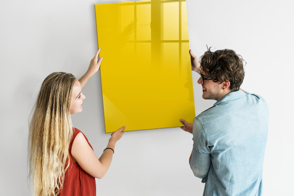 Memobord van glas met print inclusief neodymium magneten Een kleurrijk prikbord voor notities en foto's