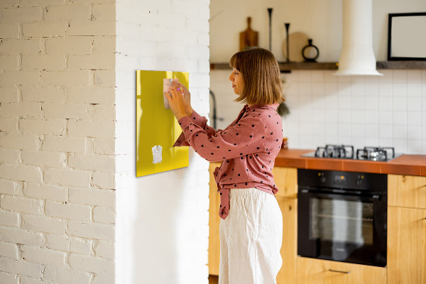 Memobord van glas met print inclusief neodymium magneten Een kleurrijk prikbord voor notities en foto's