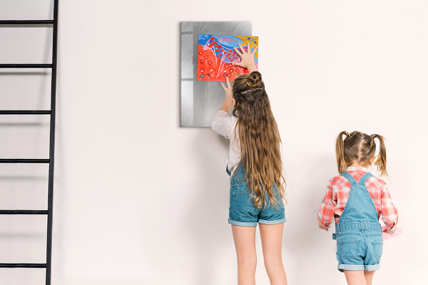 Decoratief glazen wandbord beschrijfbaar en magnetisch Metalen fotobord
