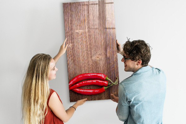 Decoratief glazen wandbord beschrijfbaar en magnetisch Papieren herinneringen en hete pepers