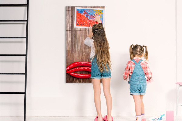 Decoratief glazen wandbord beschrijfbaar en magnetisch Papieren herinneringen en hete pepers