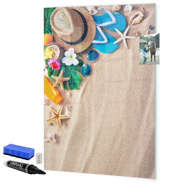 Decoratief glazen wandbord beschrijfbaar en magnetisch Een creatief moodboard voor vakantieherinneringen