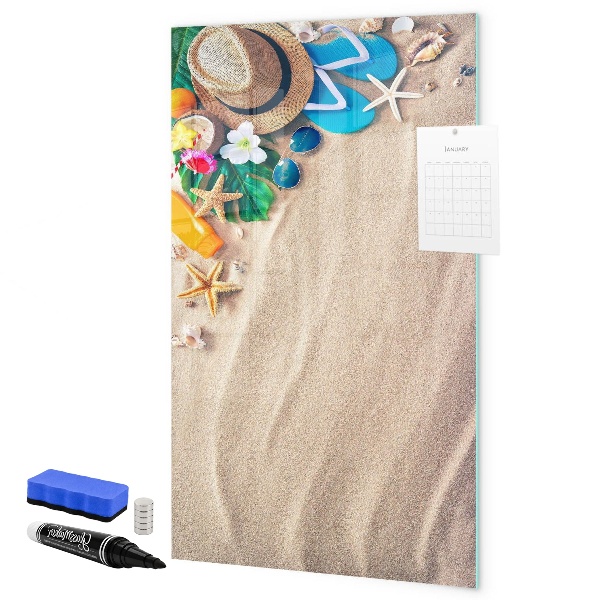 Decoratief glazen wandbord beschrijfbaar en magnetisch Een creatief moodboard voor vakantieherinneringen