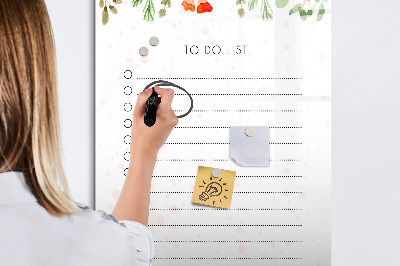 Memobord van glas met print inclusief neodymium magneten Takenlijst met ruimte voor foto's