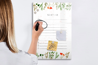 Memobord van glas met print inclusief neodymium magneten Takenlijst met ruimte voor foto's