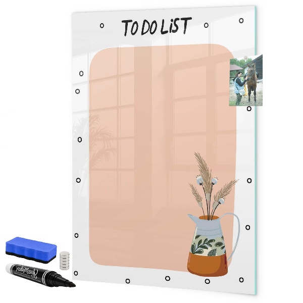 Decoratief glazen wandbord beschrijfbaar en magnetisch Planning- en notitiebord